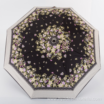 Lace Printing Umbrella Completely Shaded Folding